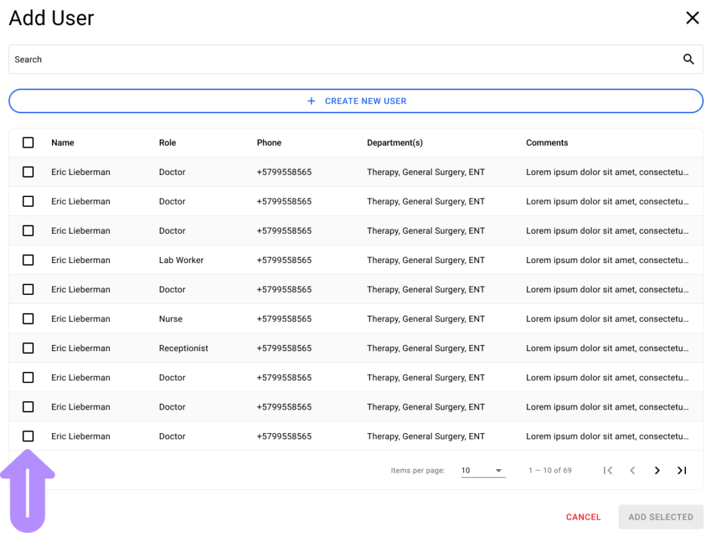 aplication screen