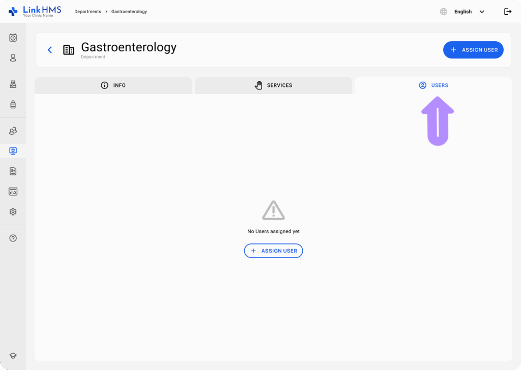 LinkHMS assigning and creating users within a department 1