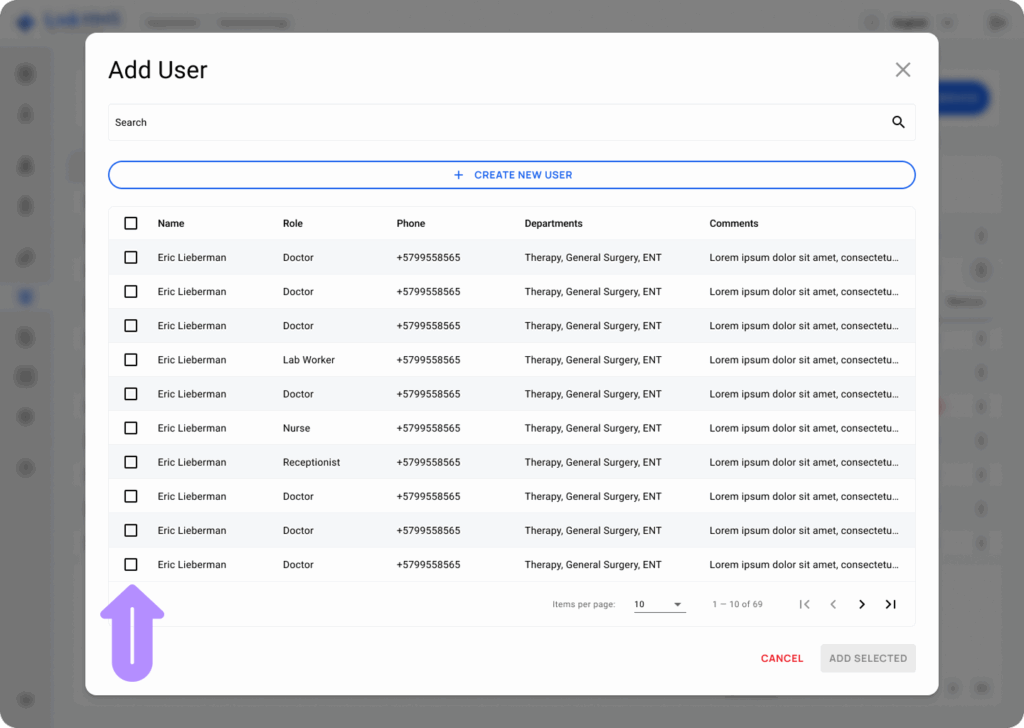 LinkHMS assigning and creating users within a department 3