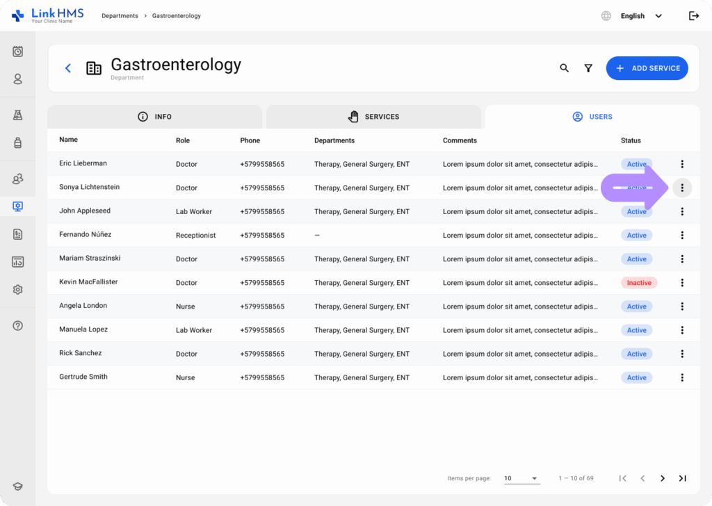 LinkHMS assigning and creating users within a department 5