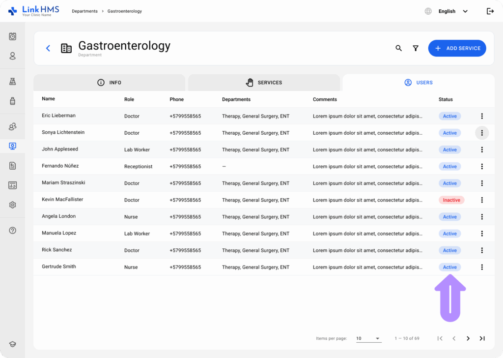LinkHMS assigning and creating users within a department 8