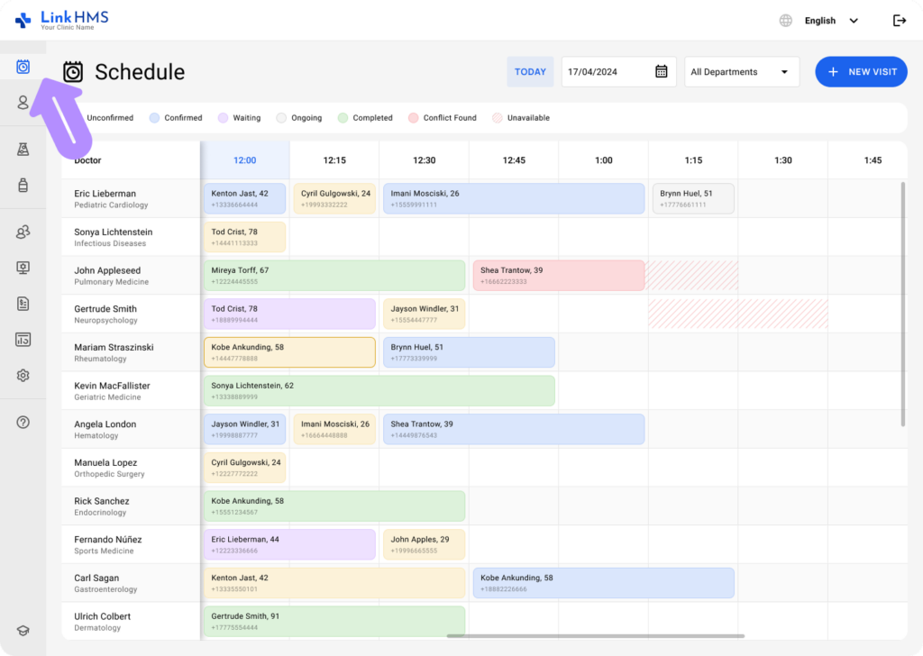 LinkHMS create a visit 1