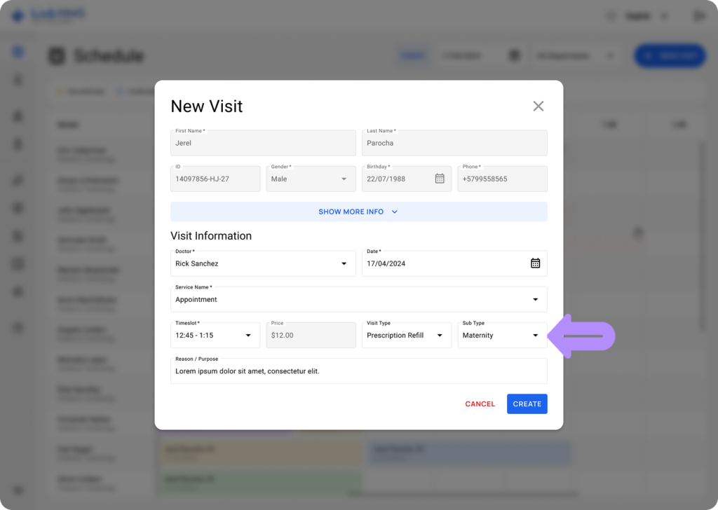 LinkHMS create a visit 14