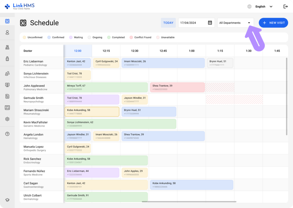 LinkHMS create a visit 2