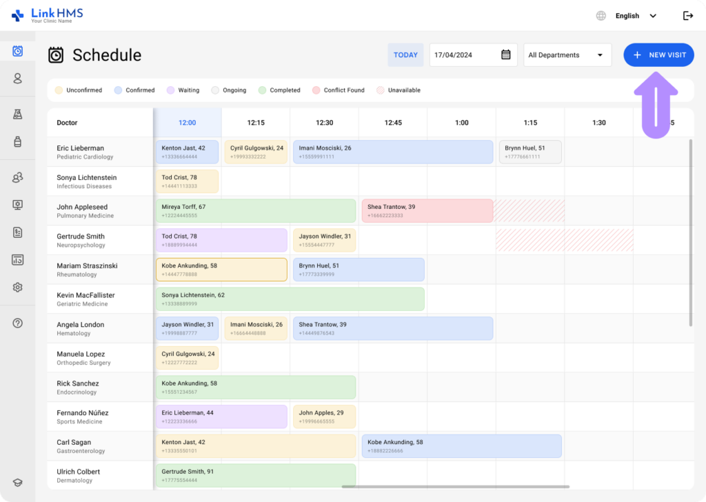 LinkHMS create a visit 3