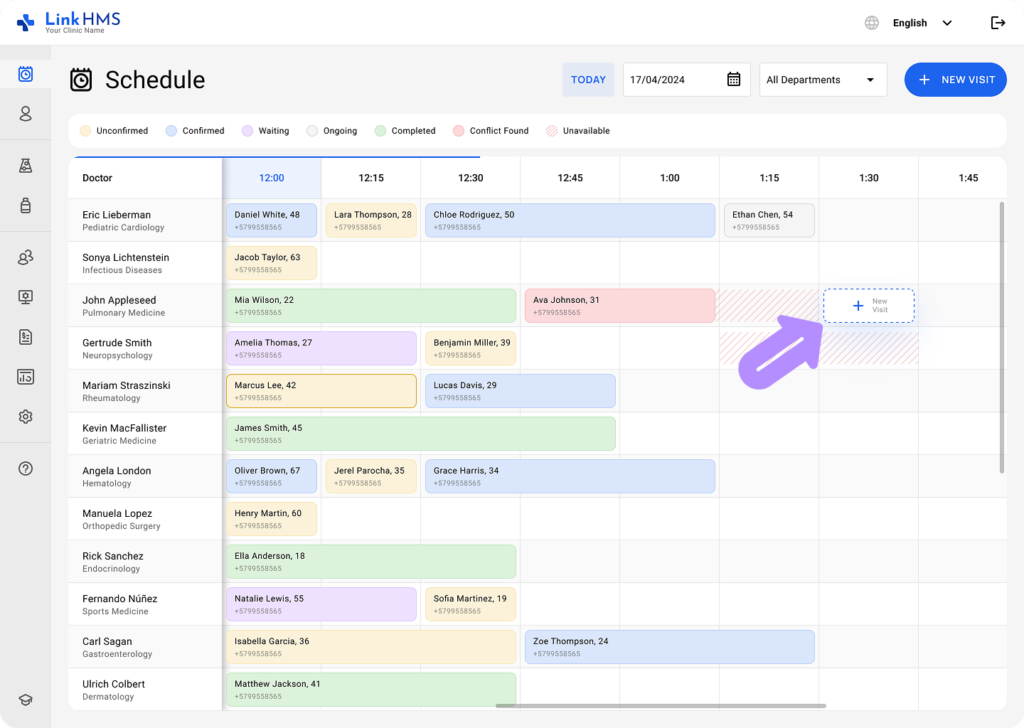 LinkHMS create a visit 4