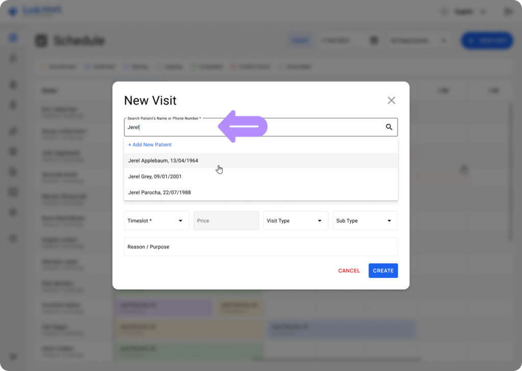 LinkHMS create a visit 6