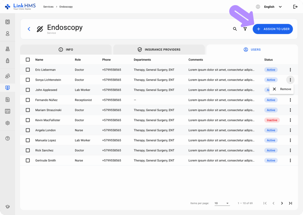 LinkHMS creating and assigning users within a service 6
