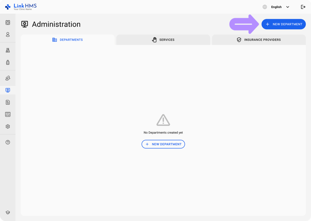 LinkHMS creating and editing a department 5
