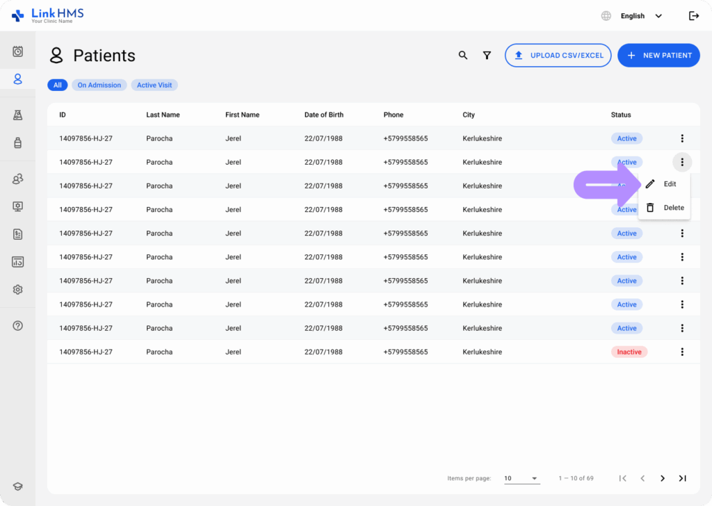 LinkHMS creating and editing patients 10