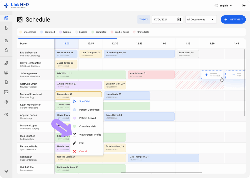 LinkHMS edit and cancel visits 4