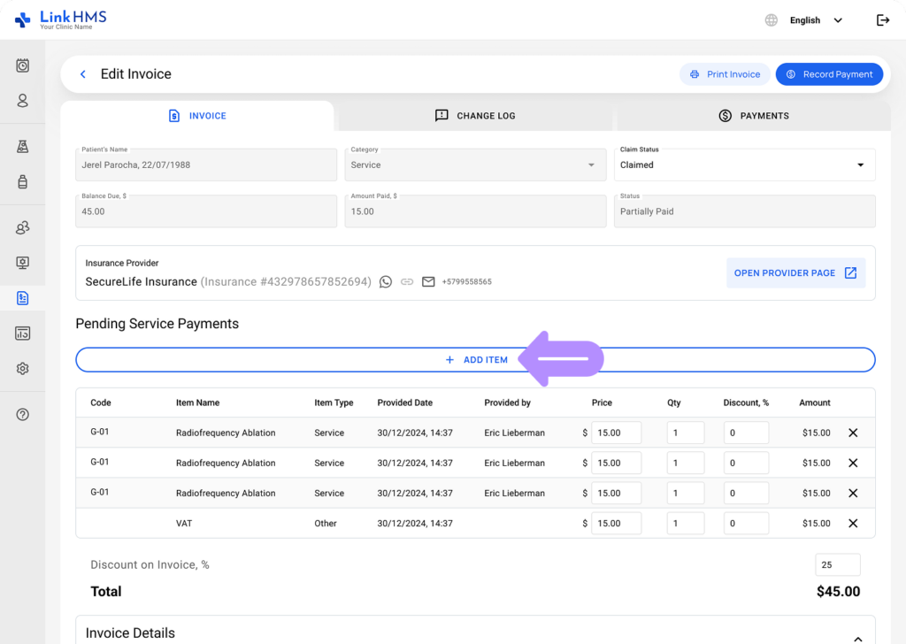 LinkHMS edit invoices 9