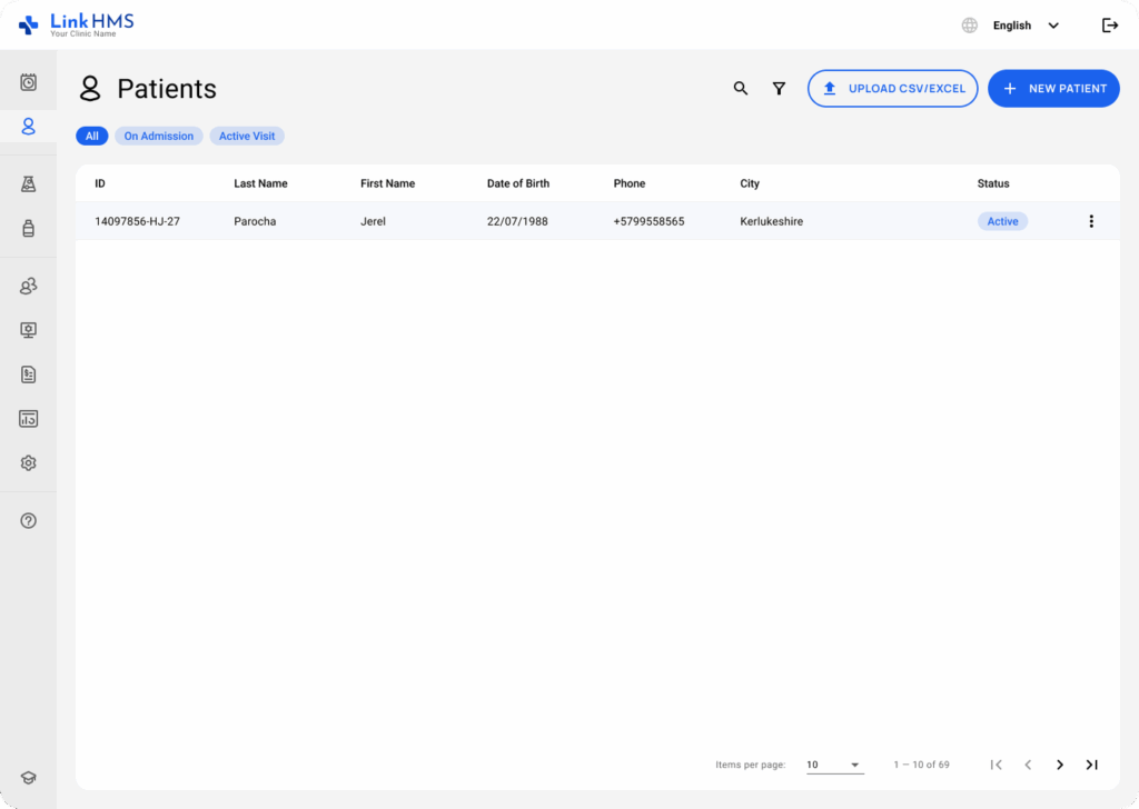 LinkHMS filtering and searching for patients 8