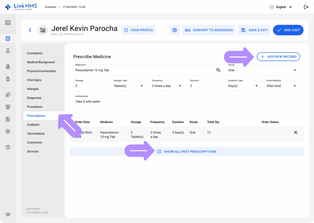 LinkHMS manage the outpatient visits 11