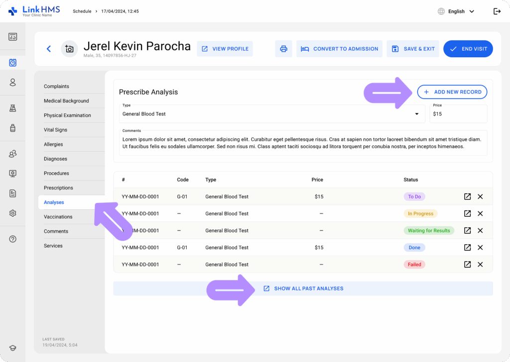 LinkHMS manage the outpatient visits 12