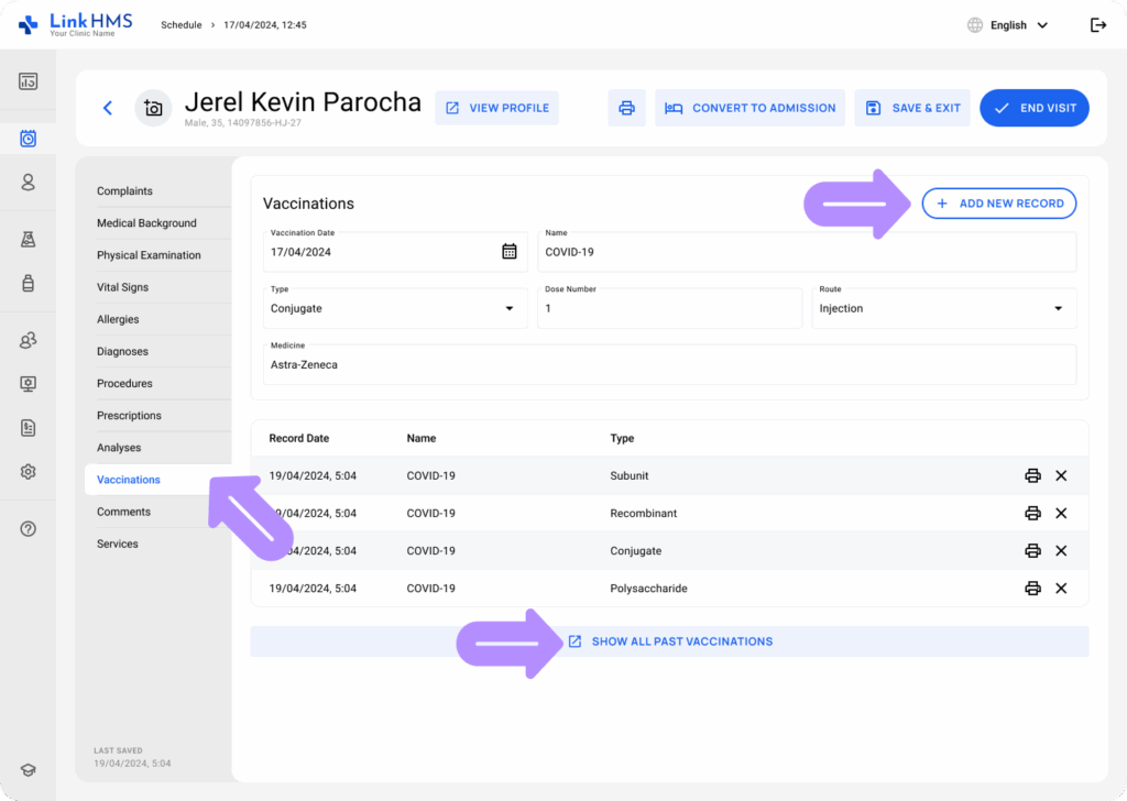 LinkHMS manage the outpatient visits 13