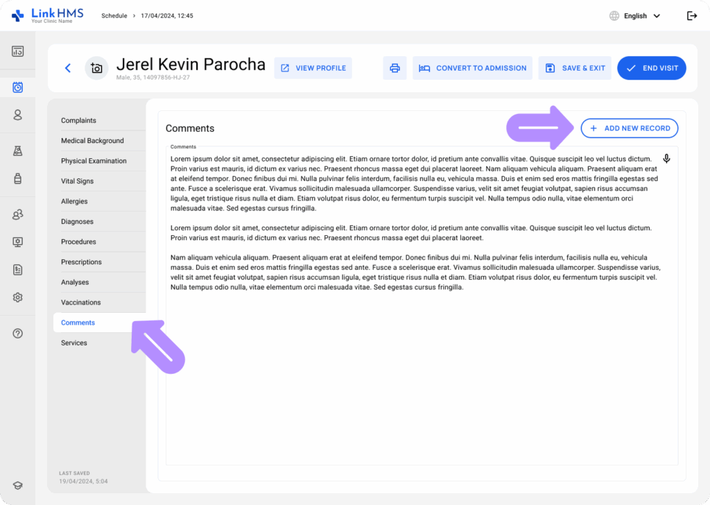 LinkHMS manage the outpatient visits 14