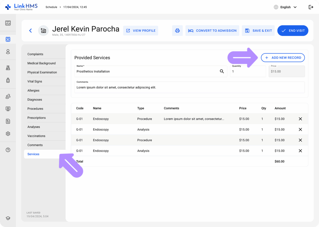 LinkHMS manage the outpatient visits 15