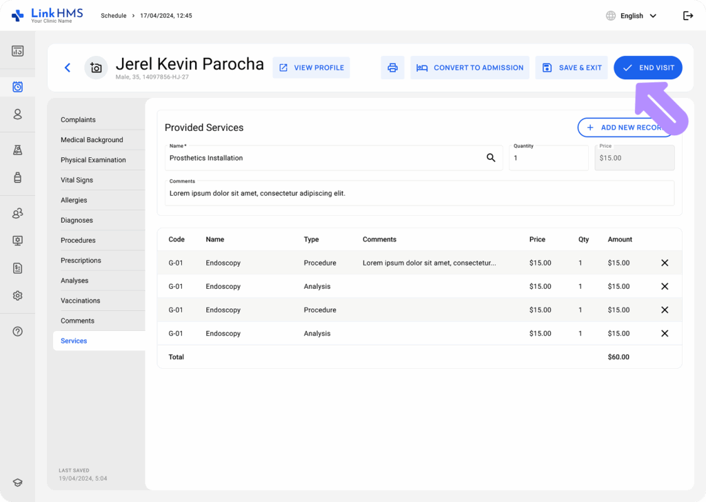 LinkHMS manage the outpatient visits 19
