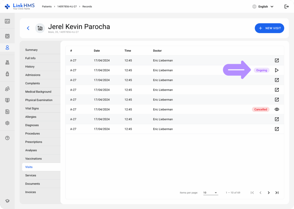LinkHMS manage the outpatient visits 2