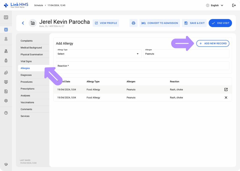LinkHMS manage the outpatient visits 8