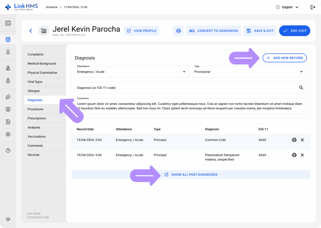 LinkHMS manage the outpatient visits 9