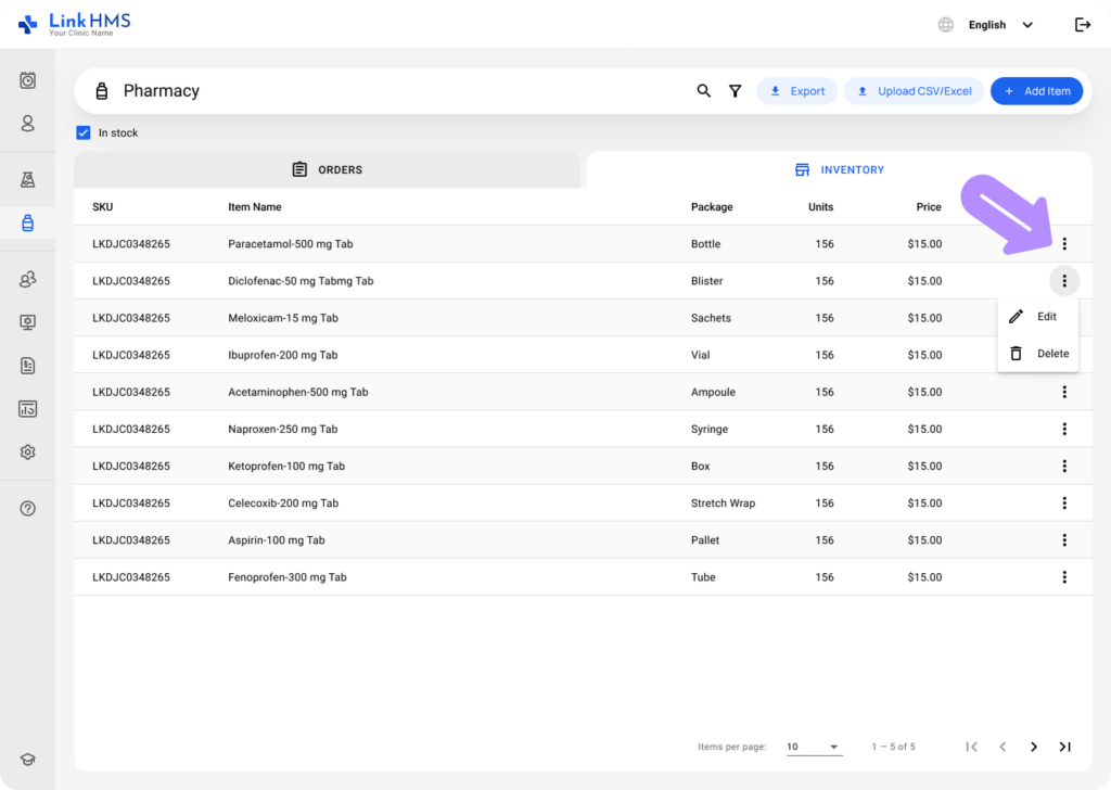 LinkHMS manage inventory 1
