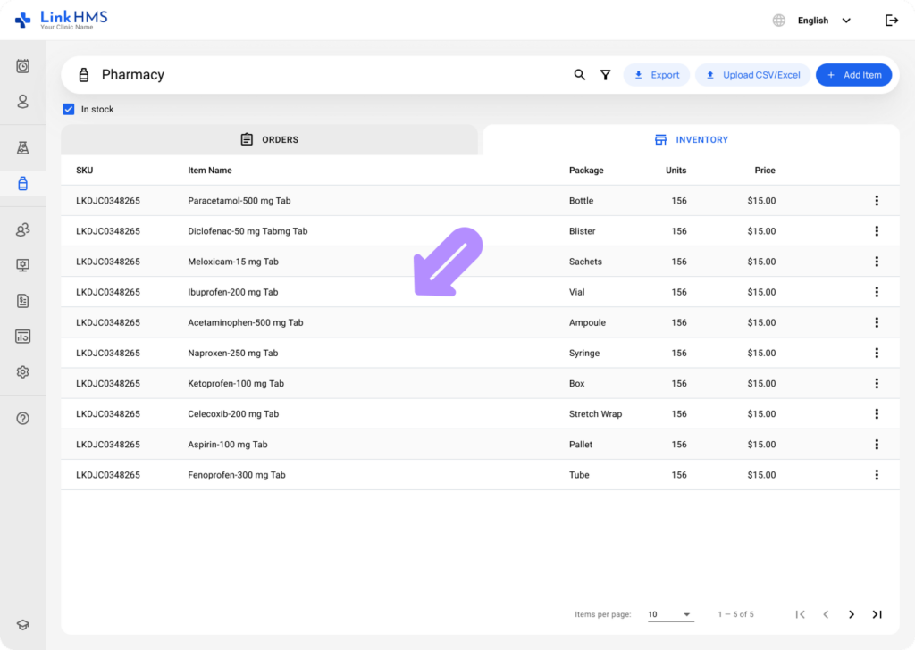 LinkHMS manage inventory 3