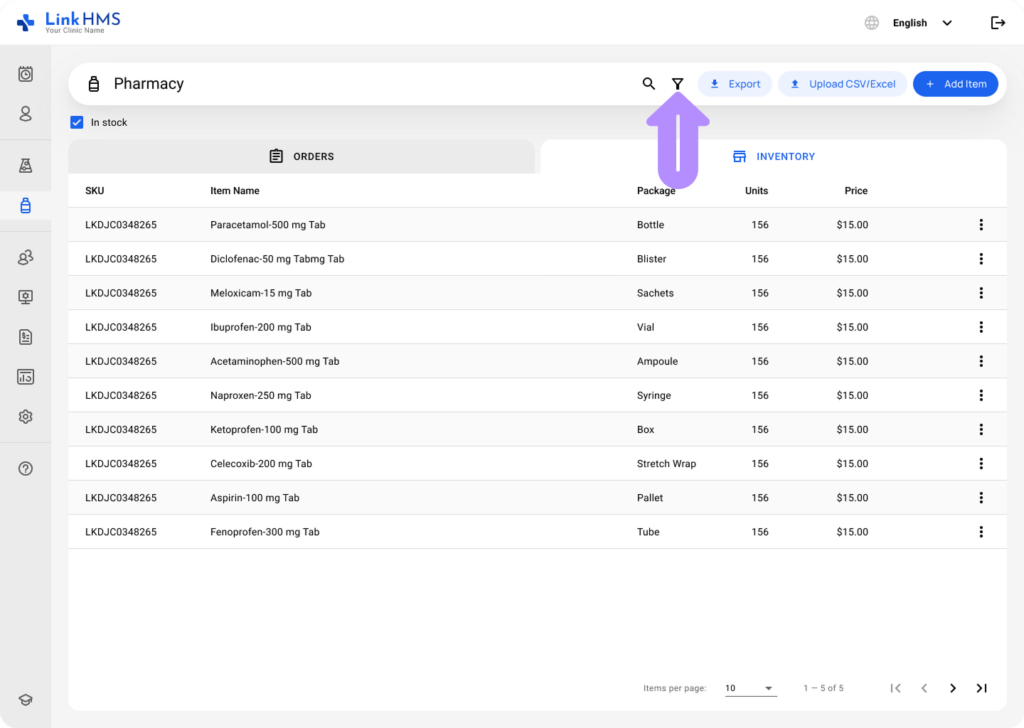 LinkHMS manage inventory 5