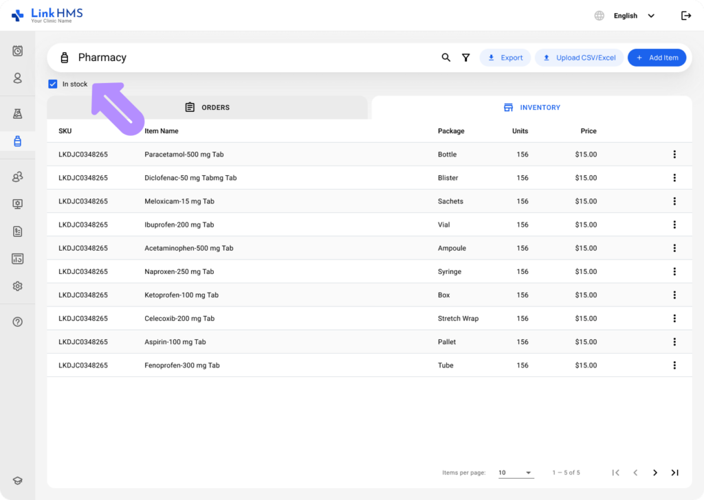 LinkHMS manage inventory 6