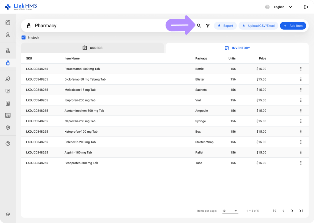 LinkHMS manage inventory 7