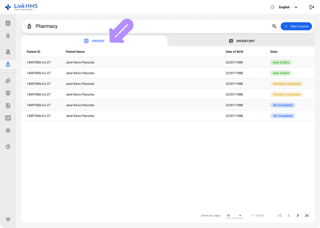 LinkHMS manage prescription order 1
