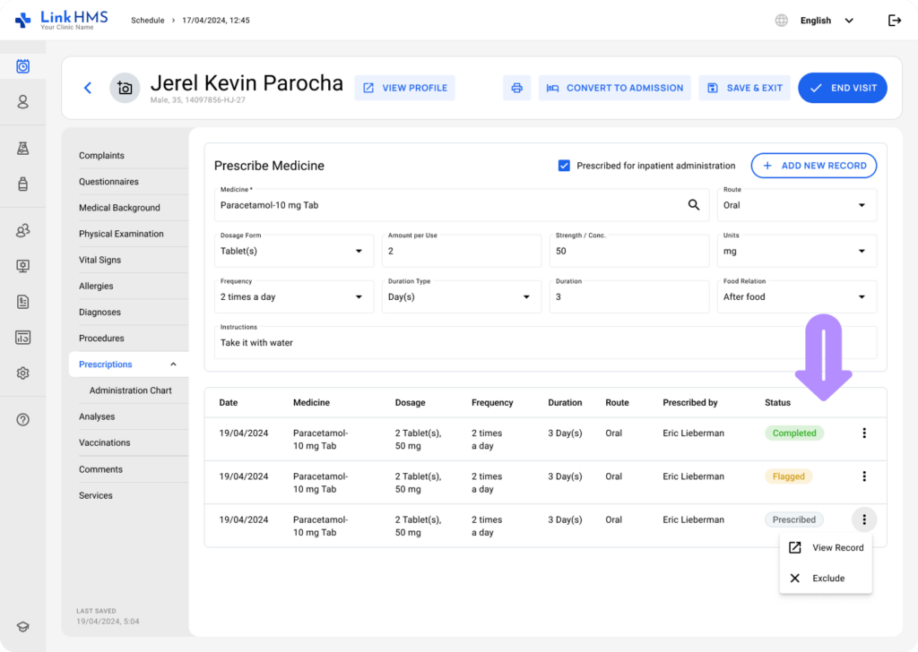 LinkHMS prescriptions - visits 2