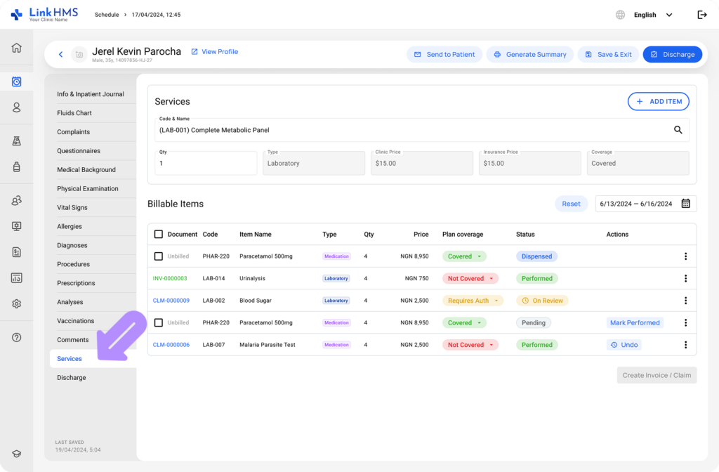 LinkHMS add services 4