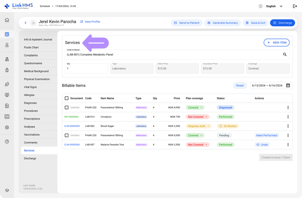 LinkHMS add services 6