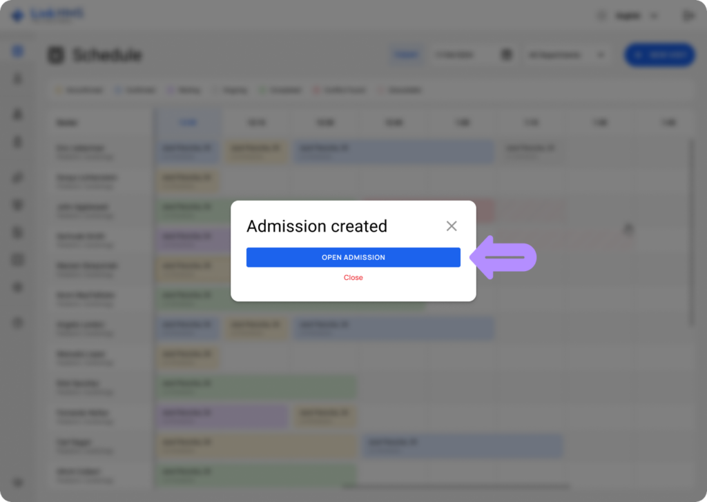 LinkHMS create an admission 7