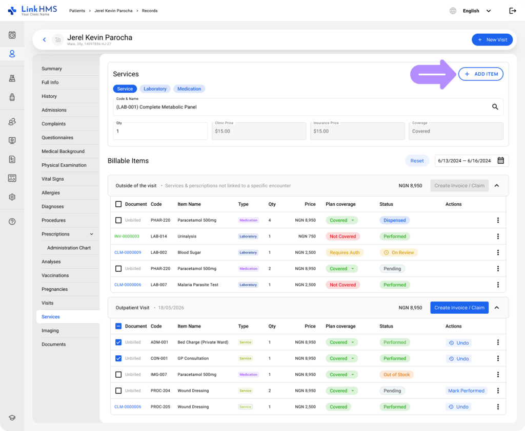 LinkHMS add services 2