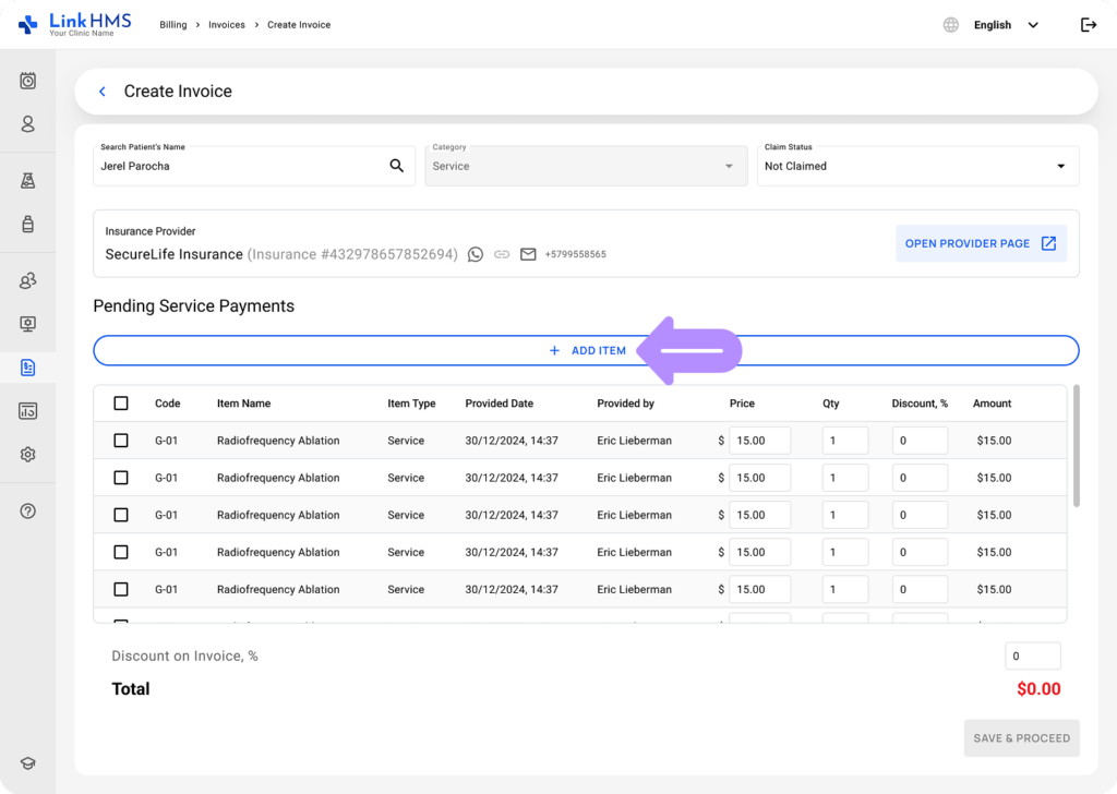 LinkHMS invoice creation 6