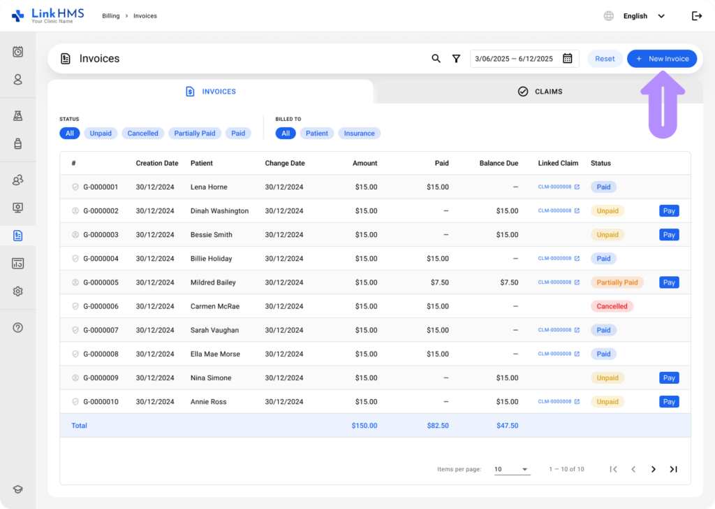 LinkHMS invoices tab 7