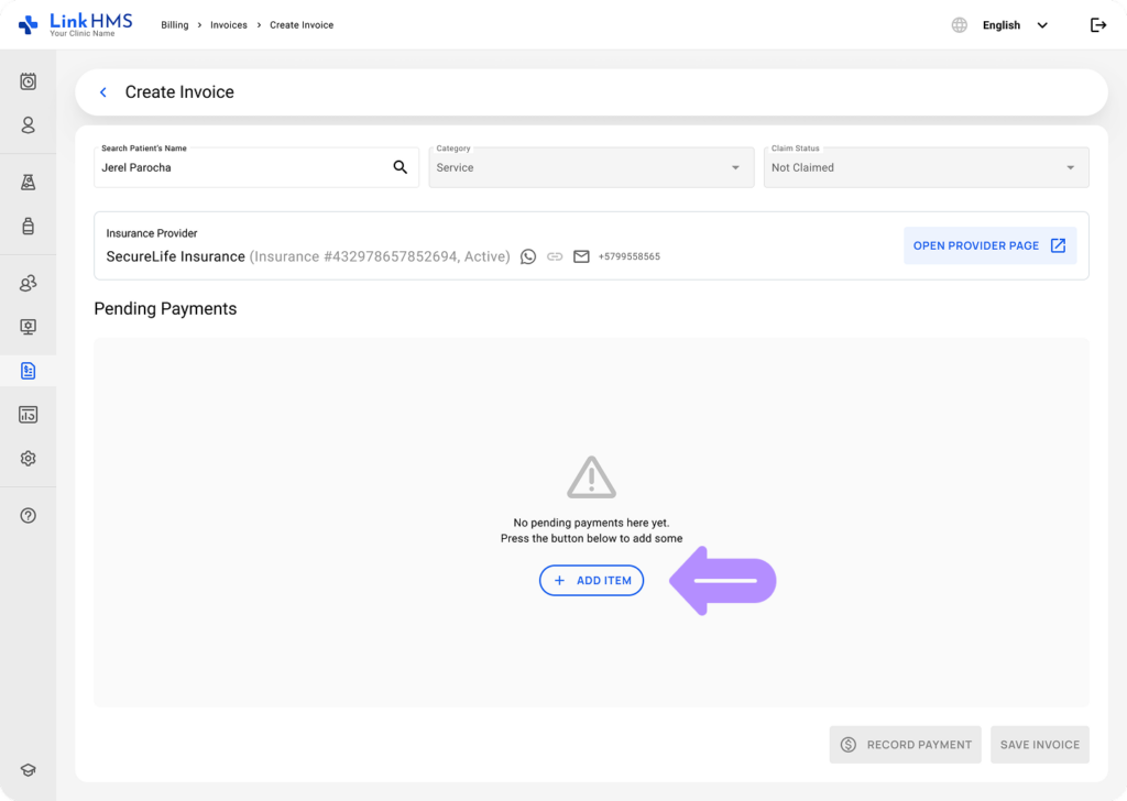 LinkHMS invoicing process 1