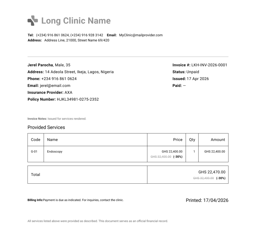 LinkHMS print invoices 3