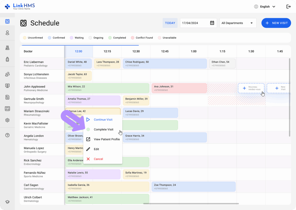 LinkHMS calendar functionality 3
