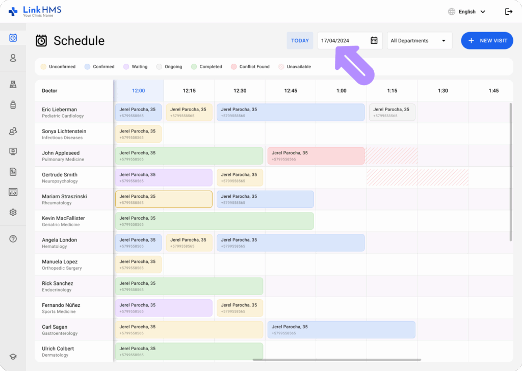 LinkHMS calendar functionality 4