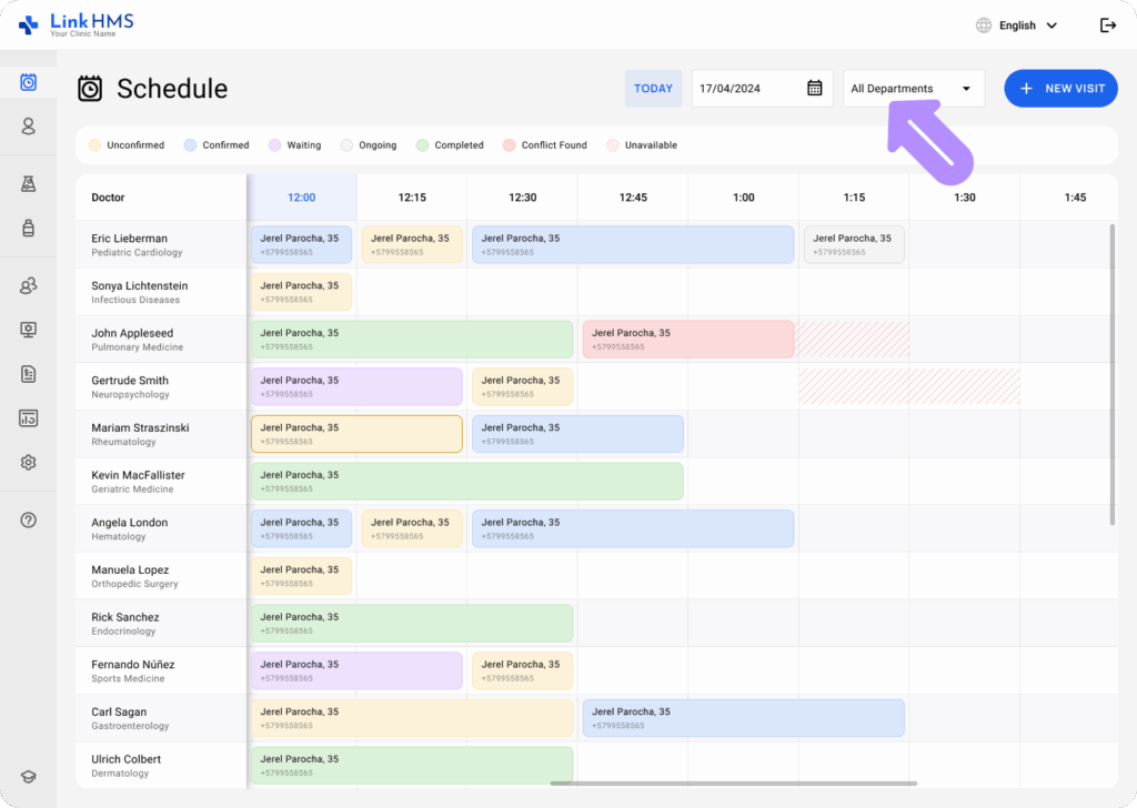 LinkHMS calendar functionality 5