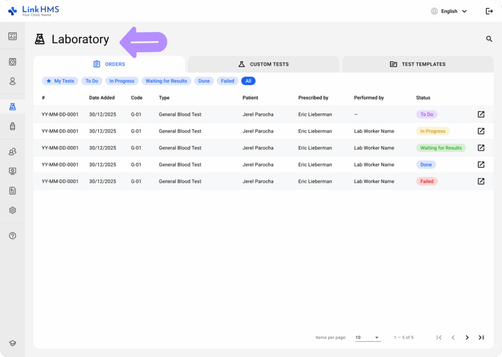 LinkHMS change test status 4
