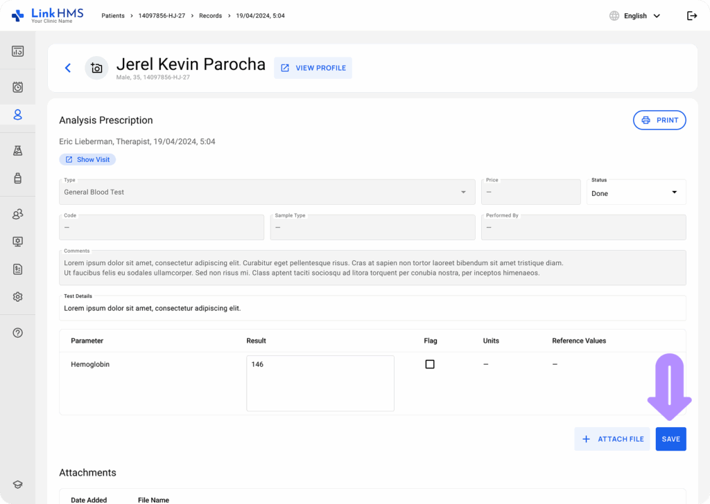LinkHMS complete tests in EMR 7