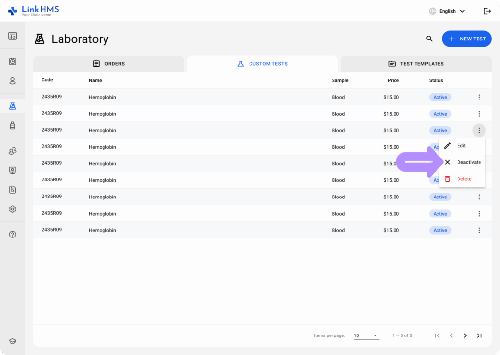 LinkHMS custom test templates 11