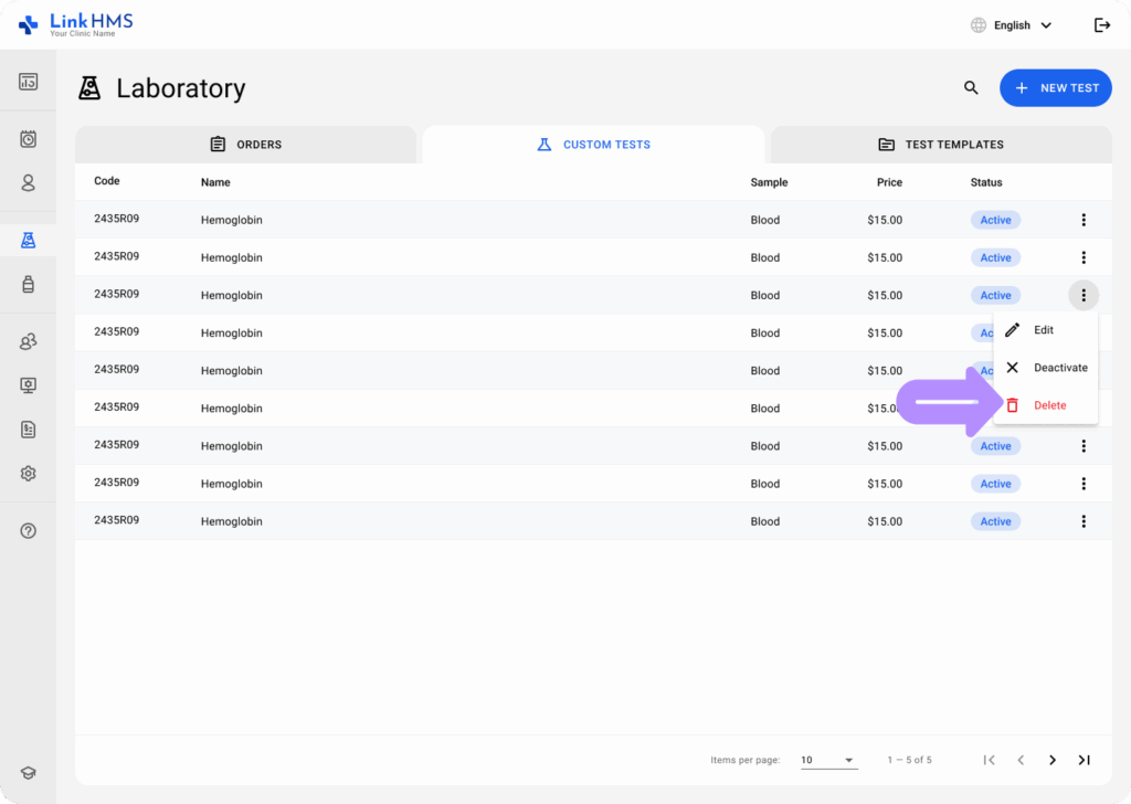 LinkHMS custom test templates 12