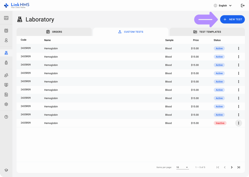 LinkHMS custom test templates 2