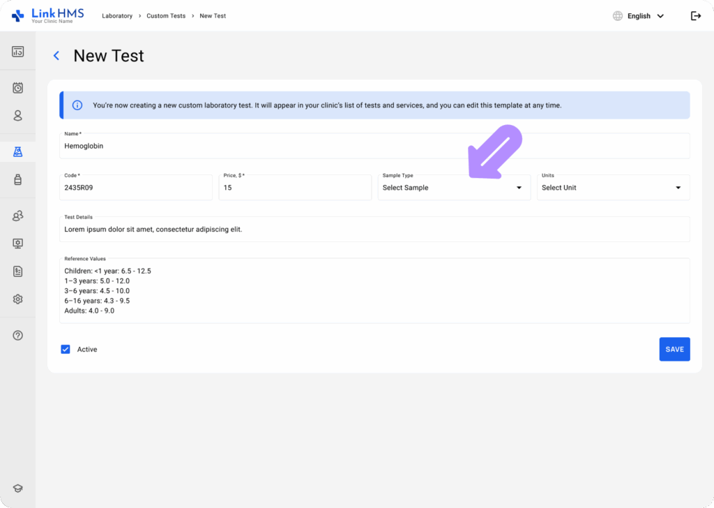 LinkHMS custom test templates 4